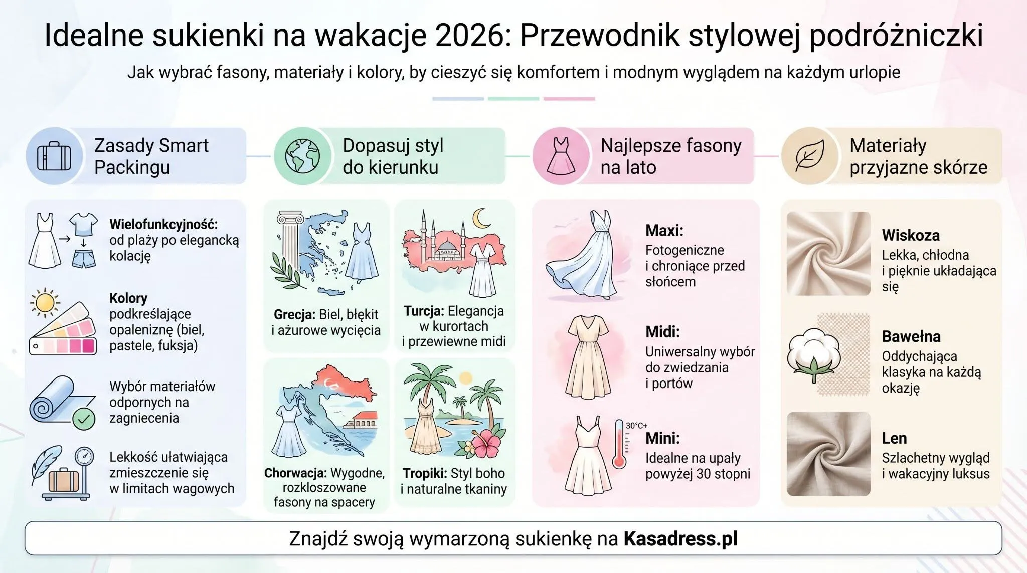 Idealne sukienki na wakacje 2026 - przewodnik stylowej podróżniczki