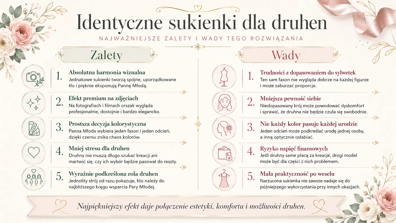 Identyczne sukienki dla druhen - najważniejsze zalety i wady tego rozwiązania