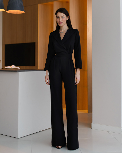 Eleganter langärmeliger Jumpsuit in Schwarz