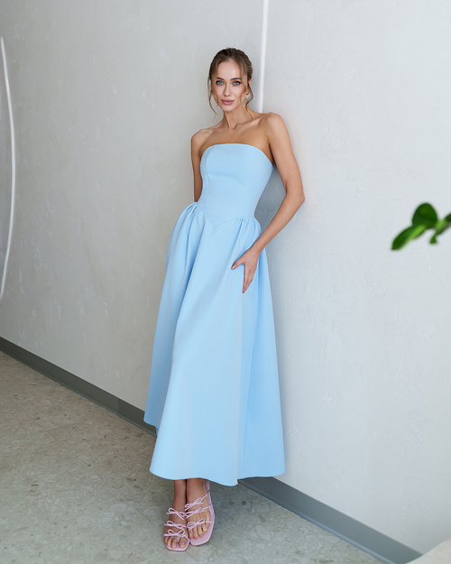 Trägerloses Renata Korsagenkleid in Blau