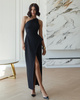 Elegantes langes One-Shoulder-Kleid schwarz