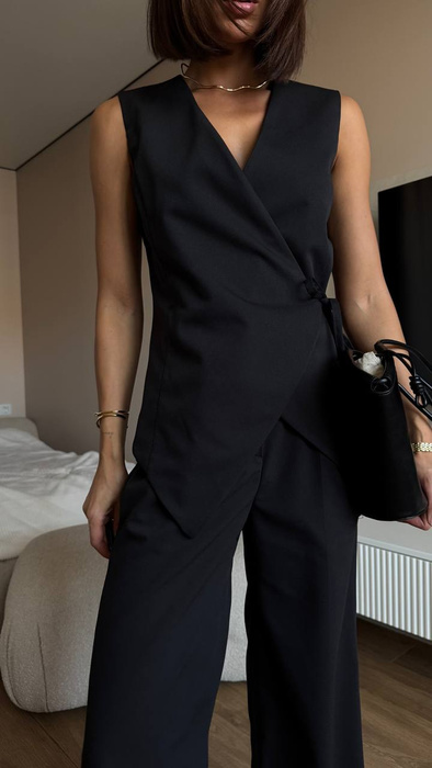 Schwarzes ausgestelltes Midikleid mit Büffeln 