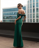 Elegancka maxi sukienka z odkrytymi ramionami zielona