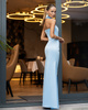 Raja Midikleid aus Satin mit offenem Rücken und Schleife - pistazienfarben 