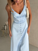 Raja Midikleid aus Satin mit offenem Rücken und Schleife - pistazienfarben