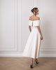 Elegantes Midikleid mit offenen Schultern - weiß