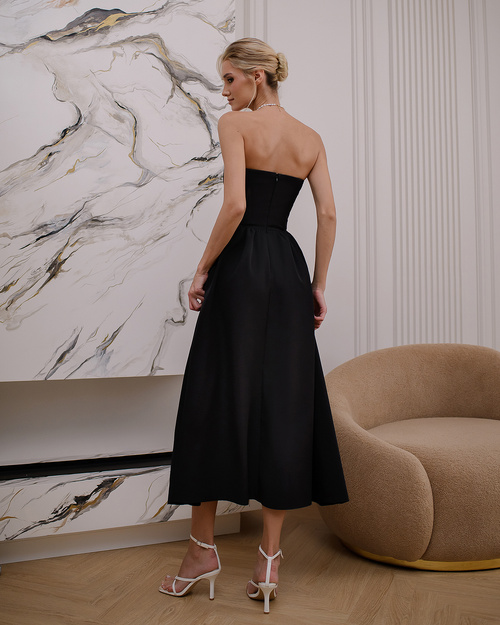 Trägerloses Renata Korsagenkleid schwarz