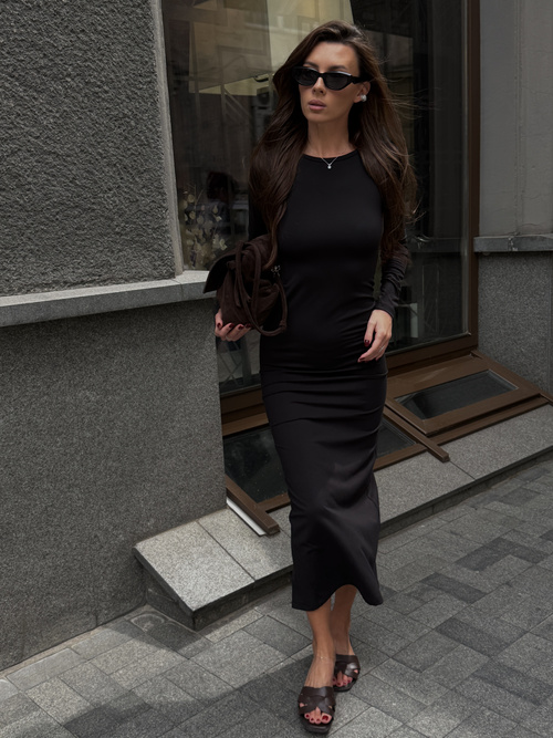 Bawełniana sukienka midi z odkrytymi plecami Noelle czarna