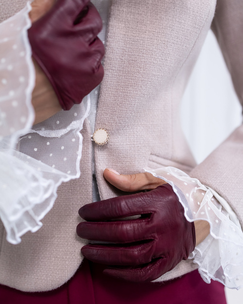 Elegante langärmelige Organzabluse für Damen beige 