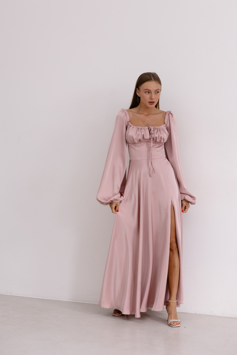 Długa sukienka Asti pudrowa