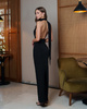 Langes Kleid mit offenem Rücken schwarz