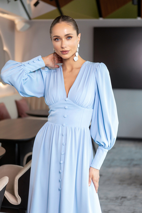 Midikleid mit Zierknöpfen blau 