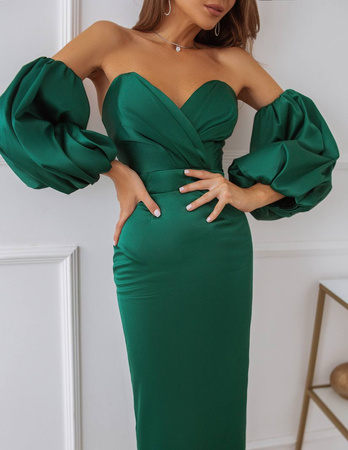 Elegancka dopasowana gorsetowa sukienka Kristall w  kolorze zielonym
