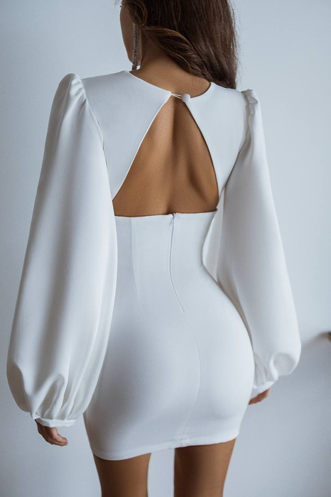 Minikleid mit voluminösen Ärmeln in Milchfarbe