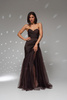 Elegantes schwarzes trägerloses Midikleid mit Rüschenbesatz