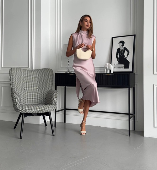 Raja Midikleid aus Satin mit offenem Rücken und Schleife - pistazienfarben 