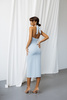 MIDI Kleid mit Stäbchen und offenem Rücken blau