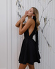 Elegantes, ärmelloses, ausgestelltes Midikleid mit Schnürung im Rücken - schwarz