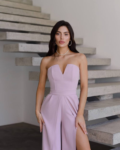 Eleganter Nika Jumpsuit mit Korsett-Oberteil in Puderblau