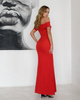 Elegantes Maxikleid mit offenen Schultern und Schlitz rot
