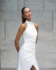 Raja Midikleid aus Satin mit offenem Rücken und Schleife - pistazienfarben 