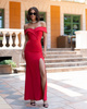 Elegantes Maxikleid mit offenen Schultern und Schlitz rot