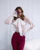 Elegante langärmelige Organzabluse für Damen beige 