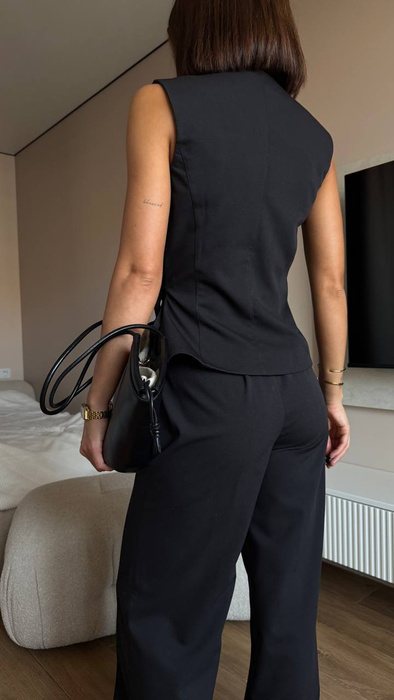 Schwarzes ausgestelltes Midikleid mit Büffeln 