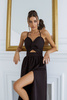 Trägerloses Kleid mit Schlitz in Schwarz