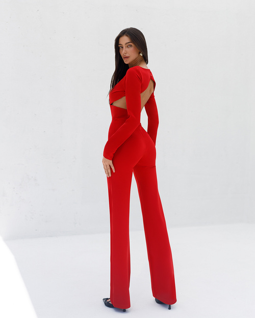 Jumpsuit mit teilweise freiliegendem Rücken in Rot