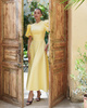 Midikleid mit kurzen Buffetärmeln - gelb