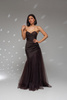 Elegantes schwarzes trägerloses Midikleid mit Rüschenbesatz