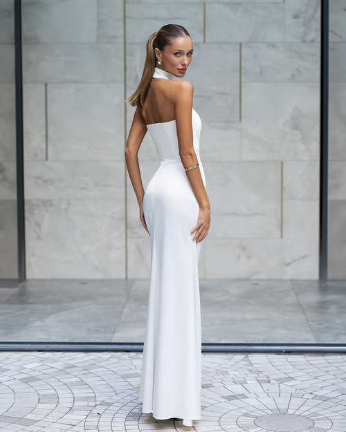 Raja Midikleid aus Satin mit offenem Rücken und Schleife - pistazienfarben 