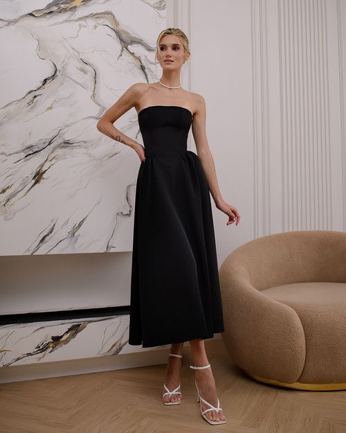 Trägerloses Renata Korsagenkleid schwarz