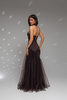 Elegantes schwarzes trägerloses Midikleid mit Rüschenbesatz