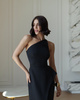 Elegantes langes One-Shoulder-Kleid schwarz