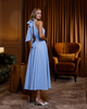 Elegantes, ärmelloses, ausgestelltes Midikleid mit Bindeband im Rücken - blau 