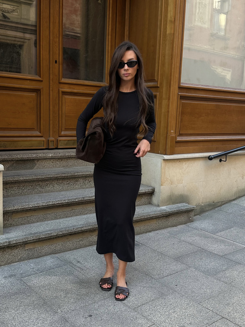 Schwarzes ausgestelltes Minikleid von Vanessa mit Puffärmeln