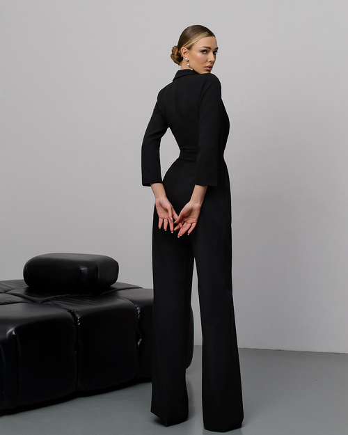 Eleganter langärmeliger Jumpsuit in Schwarz