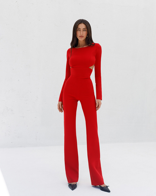 Jumpsuit mit teilweise freiliegendem Rücken in Rot